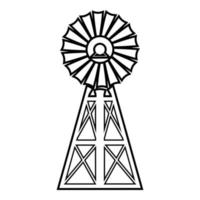 Wind generator contour outline line icon black color vector illustration image thin flat style