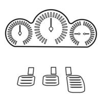 Dashboard pedals contour outline line icon black color vector illustration image thin flat style