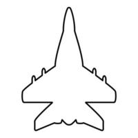 Jet plane fighter reactive pursuit military contour outline line icon black color vector illustration image thin flat style