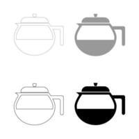 Teapot the set black grey color icon vector