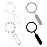 Loupe the set black grey color icon vector