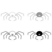 araña el conjunto icono de color gris negro vector