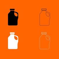 conjunto de iconos de productos químicos domésticos estilo plano de imagen de ilustración de vector de color blanco negro