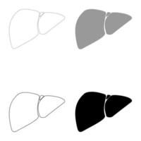 Liver the set black grey color icon vector