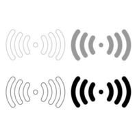 Radio signal the set black grey color icon vector