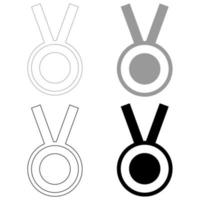 medalla el conjunto icono de color gris negro vector