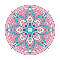 Mandala ornament vector. A symmetrical geometry color flower Ethnic draw vector