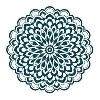 Mandala line vector. A symmetrical green round monochrome ornament vector