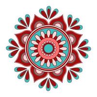 Mandala vector. A symmetrical round red and blue ornament. Ethnic draw vector