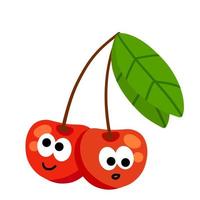 Cherry character. Cute mascot with face and eyes. vector