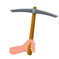 Hand hold pickaxe. Tool of digger vector