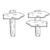 poste indicador de madera. camino y ruta. indice de informacion vector