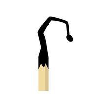 Burnt match. Black charred stick. Flat cartoon vector