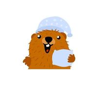 Groundhog Day. Cute marmot vector