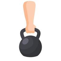 Weight. Hand holding black dumbbell. vector