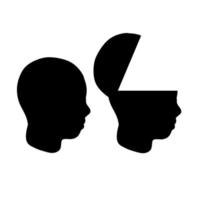 Silhouette of head. Open mind and consciousness. Psychological concept of new knowledge. vector