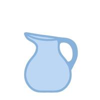 Glass jug or jar. Empty pitcher with handle. Kitchen utensils for drink. vector