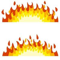 Red flame set. Fire element. Part of the bonfire with the heat. Cartoon flat illustration. Fireman's job. Dangerous situation. vector