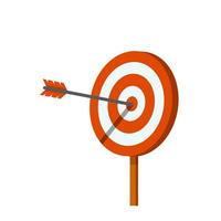 Target for arrows. Hit on target. Red and white aim. Business concept vector