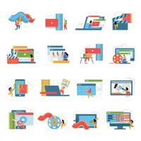 Animation And Motion Design Flat Set vector