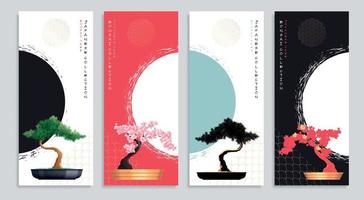 Bonsai Trees Banners Set vector