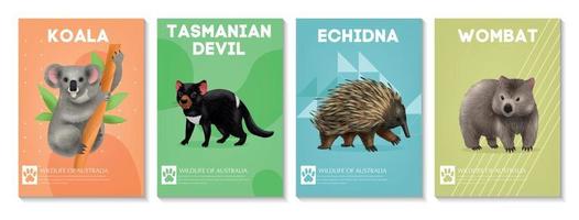 conjunto de carteles de animales australianos vector
