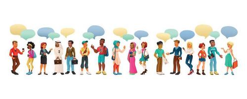 Diverse Characters Chatting Composition vector