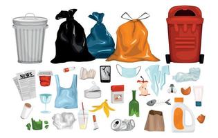 Various Garbage Icon Set vector