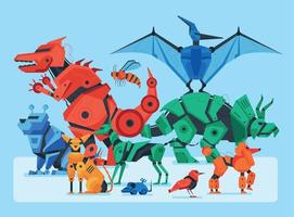 Toy Robot Animals Composition vector