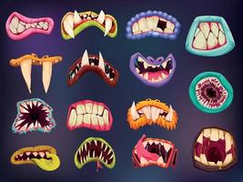 conjunto de colores de boca de monstruo vector