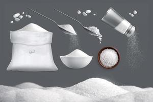Realistic Salt Images Set vector