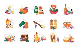 Spices Flat Recolor Set vector