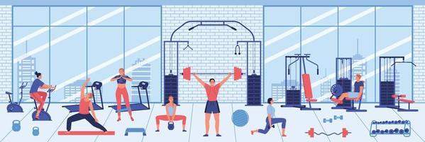Gym Interior Horizontal Illustration vector