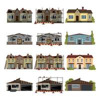 Reconstruction Buildings Renovation Set vector