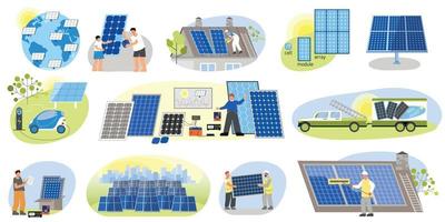conjunto de iconos de energía solar vector