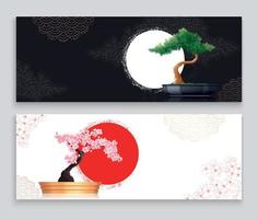 Flat Bonsai Trees Banners vector