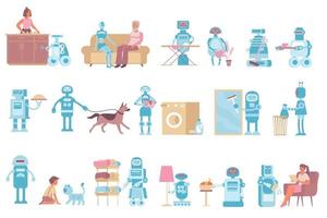 conjunto de iconos de robots domésticos vector