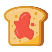 Jam on a bread, flat icon of toast vector