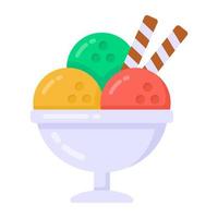 un cubo de helado en un icono plano vector