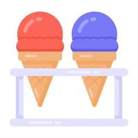 An ice cream cone flat icon, a yummy dessert vector