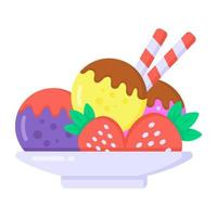 A perfect flat icon of fruits ice cream in editable design vector