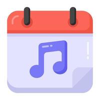 Music note on calendar, concept of party reminder icon vector
