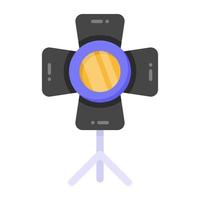 Spotlight device, flat design of studio light vector