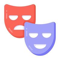 Face masks, theme party icon in flat vector design