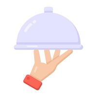 cloche, plato de comida que cubre el diseño del icono vector plano