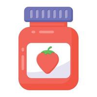 A strawberry jam jar icon in flat design vector