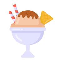 un icono plano de cono de crema, un delicioso postre vector