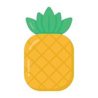 Pineapple in flat style icon, healthy and organic food vector