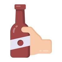 Wine bottle flat icon, party beverage vector