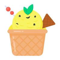 An ice cream bucket in flat icon vector